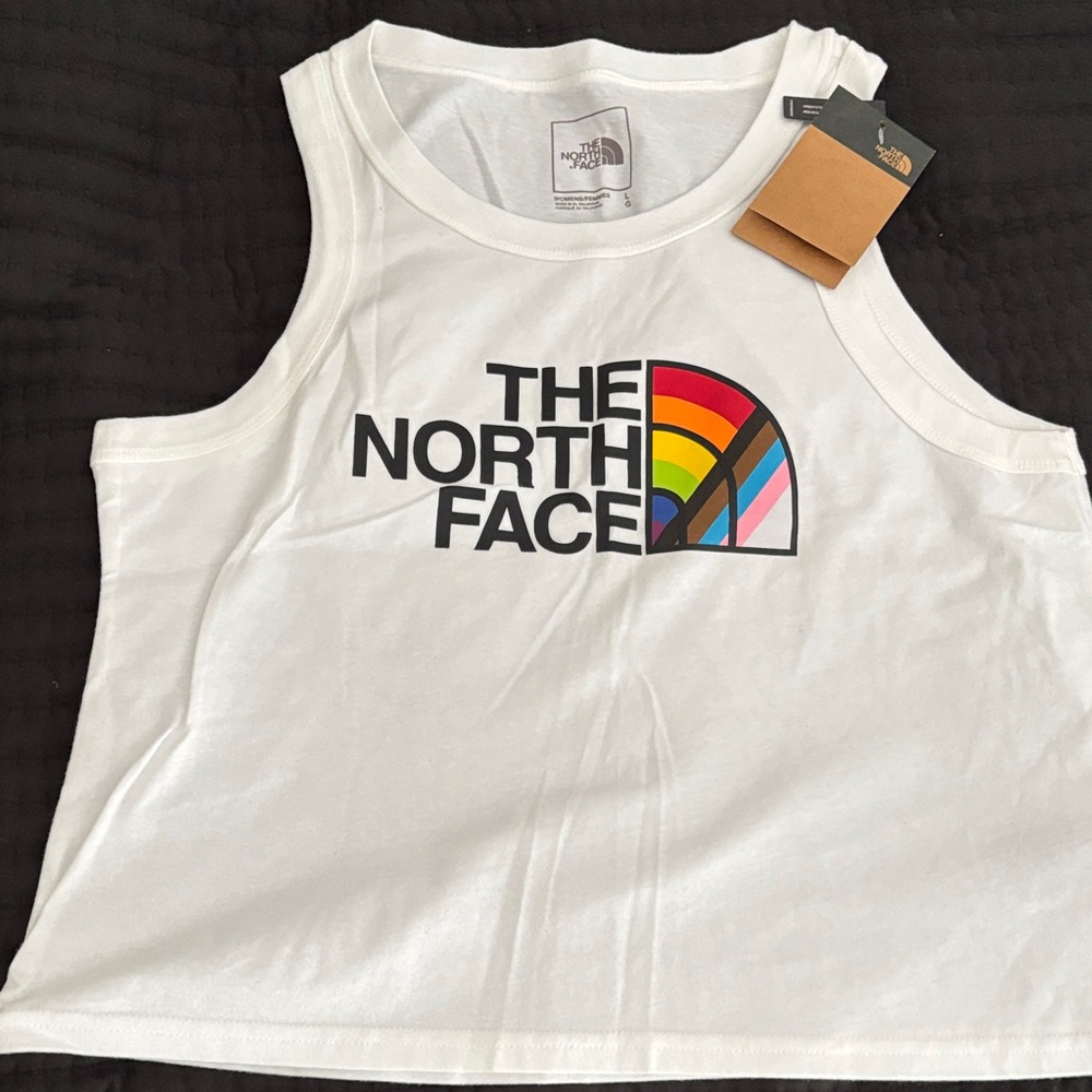 The North Face White Tank with Rainbow Logo